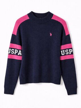 U.S. Polo Assn. Women's Rugby Sweater Size M Blokecore‎ Varsity Chunky Sporty